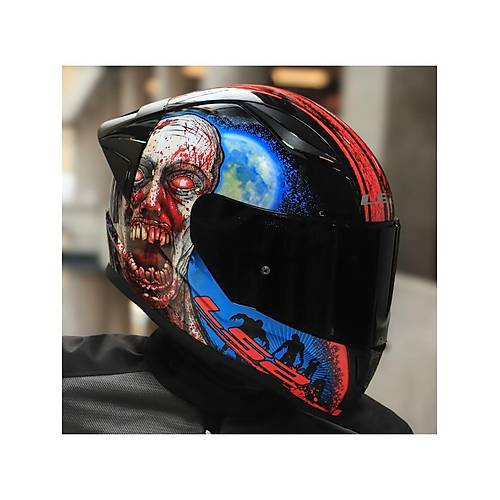 LS2 Rapd 2 Race Zombe Fullface Motosiklet Kask Siyah Caml