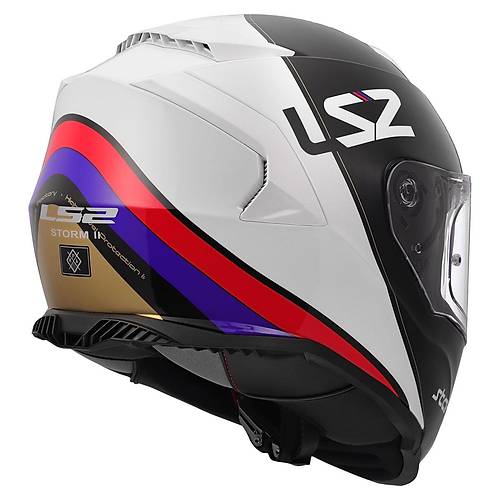 LS2 Storm 2 Stark Beyaz-K�rm�z�-Mavi Kapal� Motosiklet Kask�