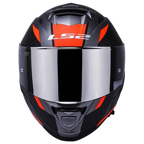 LS2 Storm 2 Racer Turuncu Kapal Motosiklet Kask Gri Caml
