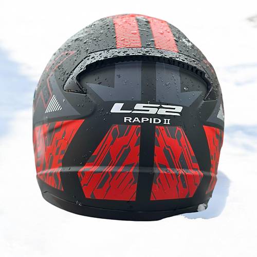 LS2 RAPID 2 XTREET  MAT SYAH-KIRMIZI KAPALI MOTOSKLET KASKI KIRMIZI CAMLI