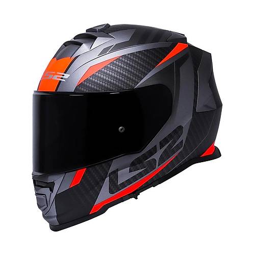 LS2 Storm 2 Racer Turuncu Kapal Motosiklet Kask Siyah Caml