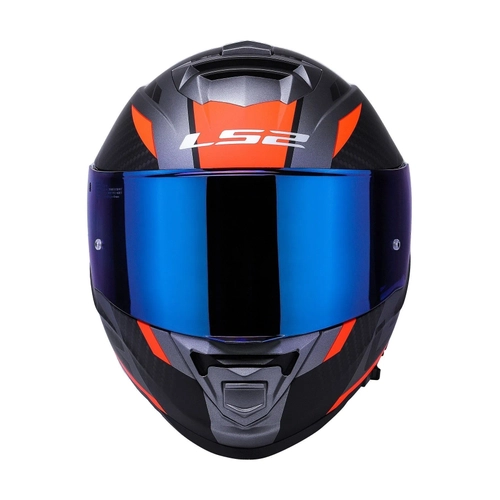 LS2 Storm 2 Racer Turuncu Kapal Motosiklet Kask Mavi Caml