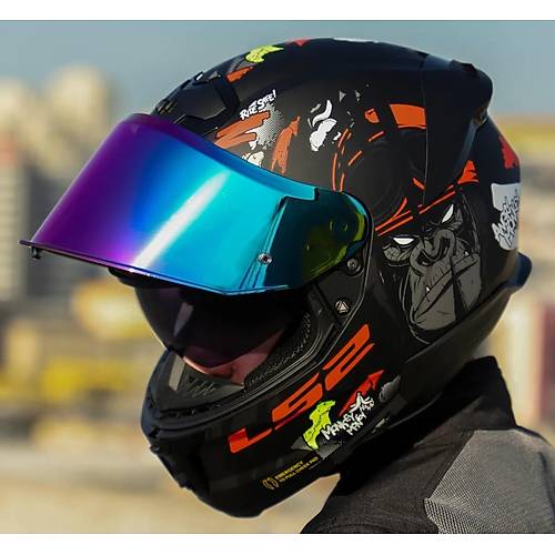 Ls2 Stream 2 Angry Monkey Kapal� Motosiklet Kask� G�kku�a�� Caml�