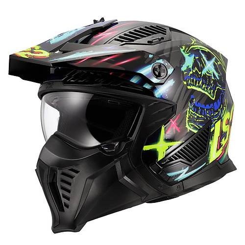 LS2 Dr�fter Rayz �ene ��kar�labilir Mod�ler Motosiklet Kask� Siyah-Mavi