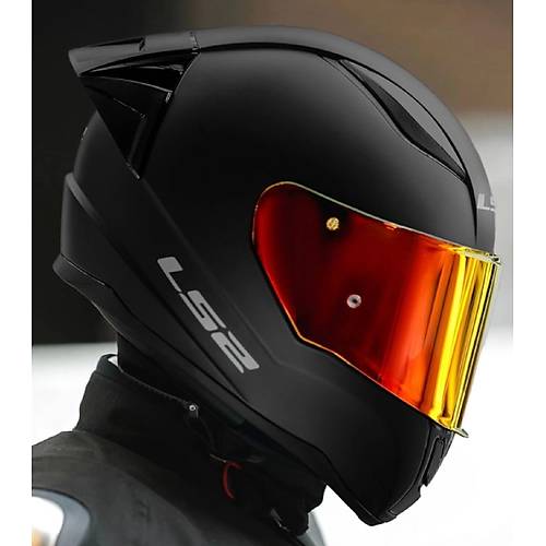 LS2 Rapd 2 Race Mat Siyah Kapal Motosiklet Kask Krmz Caml