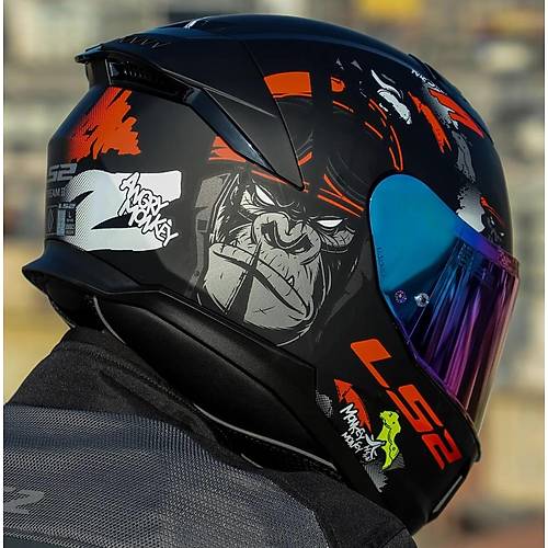 Ls2 Stream 2 Angry Monkey Kapal� Motosiklet Kask� G�kku�a�� Caml�