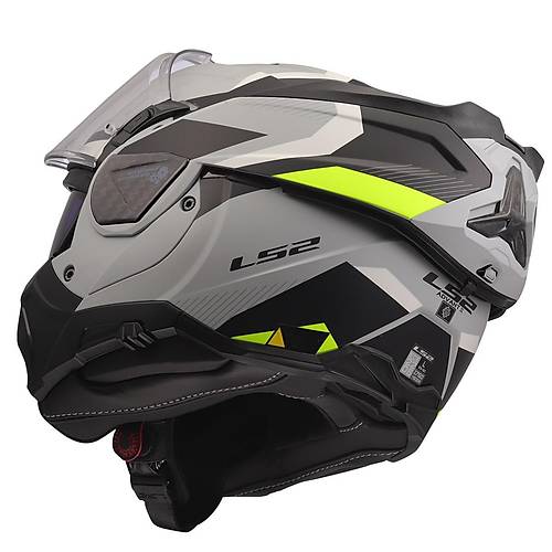 LS2 Advant 2 Tr�ple Mat Gri- Siyah-Neon Sar� �ene A��l�r Motosiklet Kask�