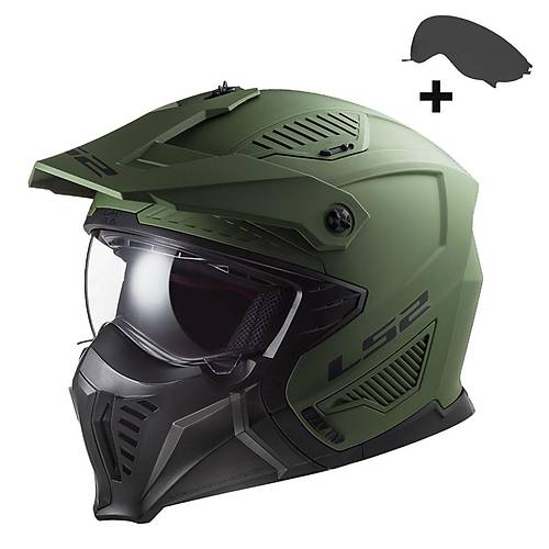 LS2 Dr�fter �ene ��kar�labilir Mod�ler Motosiklet Kask� Mat Ye�il