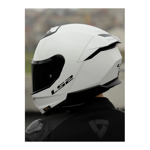 LS2 Stream 2 Beyaz Full Face Motosiklet Kask Siyah Caml
