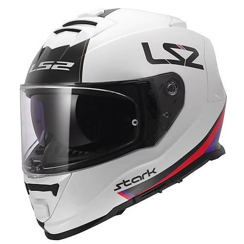 LS2 Storm 2 Stark Beyaz-K�rm�z�-Mavi Kapal� Motosiklet Kask�