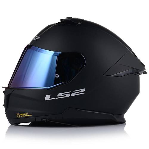 LS2 Stream 2 Mat Siyah Full Face Motosiklet Kask Mavi Caml