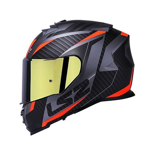 LS2 Storm 2 Racer Turuncu Kapal Motosiklet Kask Gold Caml