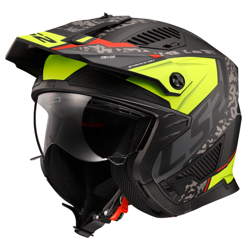 LS2 Dr�fter Devor �ene ��kar�labilir Mod�ler Motosiklet Kask� Mat Siyah-Neon Sar�