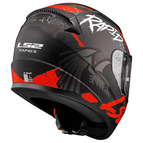LS2 RAPID 2 RAVEN MAT SYAH-KIRMIZI KAPALI MOTOSKLET KASKI