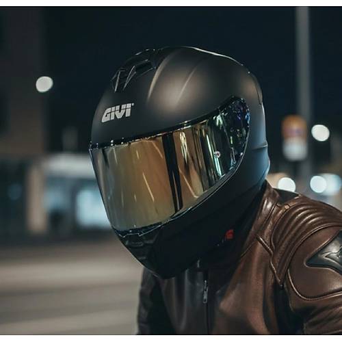 Givi 50.x Mat Siyah Kapal� Motosiklet Kask� Spectra Gold Caml�