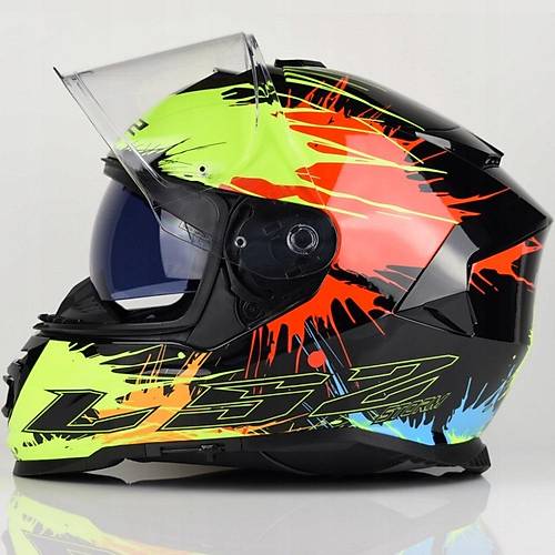 LS2 Storm 2 Drop Kapal Motosiklet Kask Siyah-sar-krmz