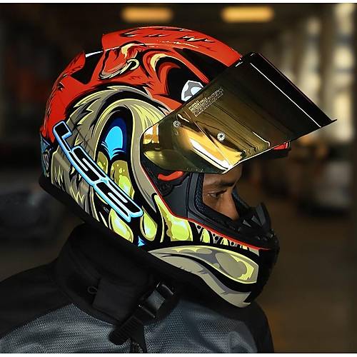LS2 Rap�d 2 Spox K�rm�z�-Gri Full Face Motosiklet Kask� Gold Caml�