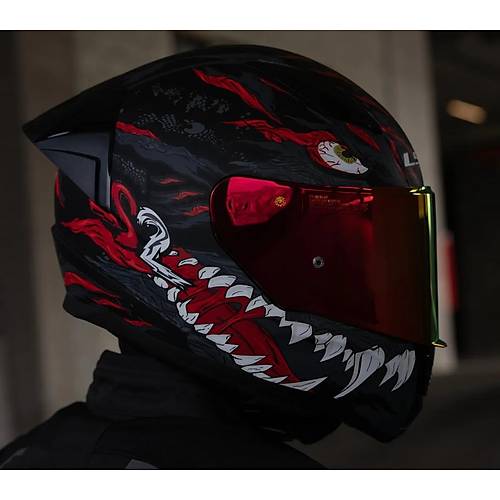 LS2 Rapd 2 Race Kaju Fullface Motosiklet Kask Krmz Caml