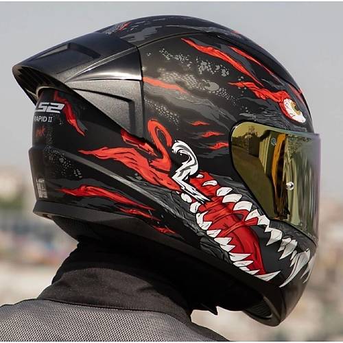 LS2 Rapd 2 Race Kaju Fullface Motosiklet Kask Gold Caml