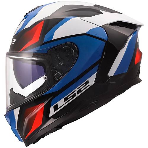 LS2 Challenger 2 V�per Beyaz-Mavi-Krm�z� Kapal� Motosiklet Kask�
