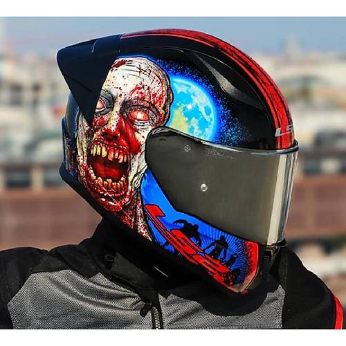 LS2 Rapd 2 Race Zombe Fullface Motosiklet Kask Gri Caml