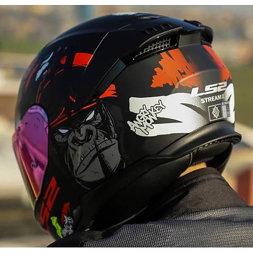 Ls2 Stream 2 Angry Monkey Kapal� Motosiklet Kask� G�kku�a�� Caml�