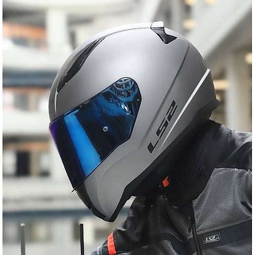 LS2 Rap�d 2 Mat T�tan�um Full Face Motosiklet Kask� Mavi Caml�