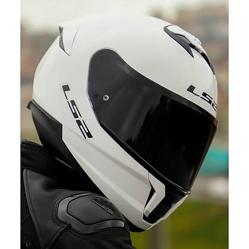 LS2 Stream 2 Beyaz Full Face Motosiklet Kask Siyah Caml