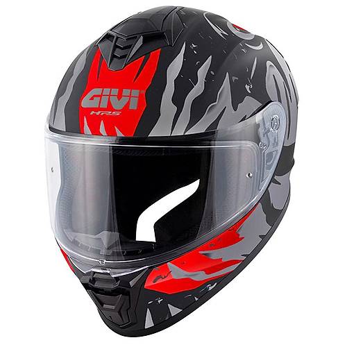 Givi 50.X Sharkb�te Mat Siyah-Gri-K�rm�z� Kapal� Motosiklet Kask�
