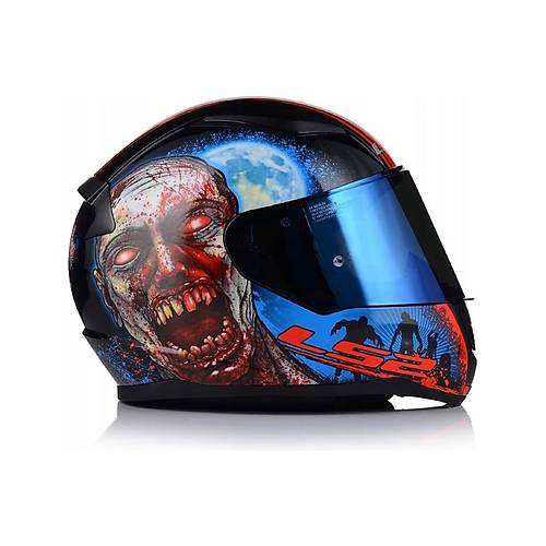 LS2 Rapd 2 Zombe Fullface Motosiklet Kask Mavi Caml