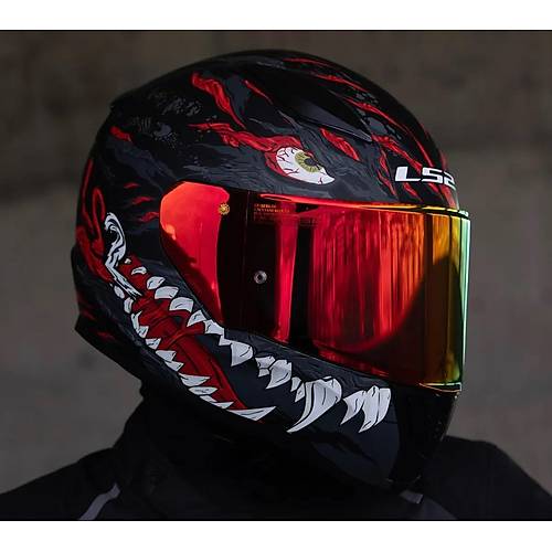 LS2 Rapd 2 Kaju Kapal Motosiklet Kask Krmz Caml