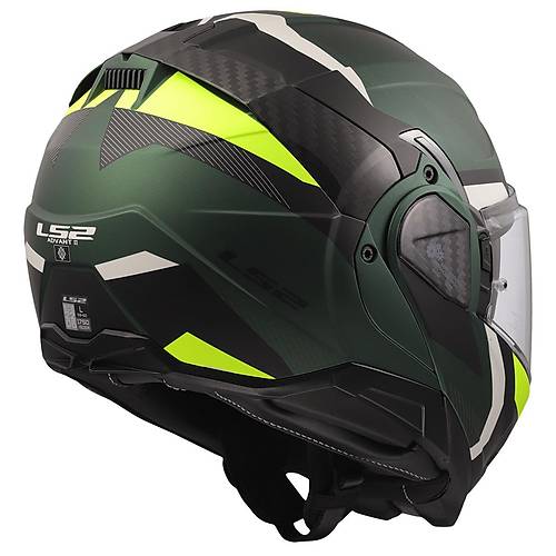 LS2 Advant 2 Tr�ple Mat Ye�il-Siyah-Neon Sar� �ene A��l�r Motosiklet Kask�