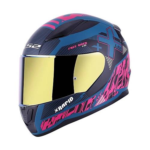 LS2 RAPID 2 XTREET MAT MAV-MOR KAPALI MOTOSKLET KASKI GOLD CAMLI