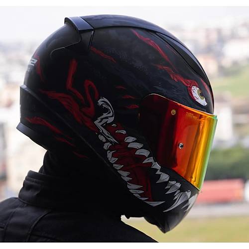 LS2 Rapd 2 Kaju Kapal Motosiklet Kask Krmz Caml