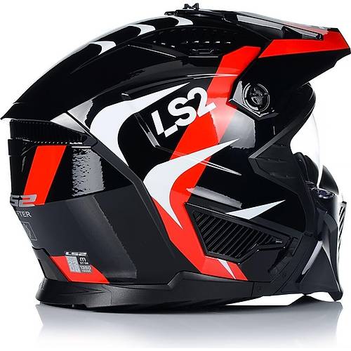LS2 Dr�fter Tr�al�ty �ene ��kar�labilir Mod�ler Motosiklet Kask� K�rm�z�- Siyah