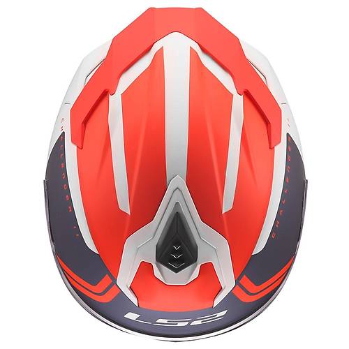 Ls2 Challenger 2 T�tan Mat Beyaz-Mavi-K�rm�z� Kapal� Motosiklet Kask�