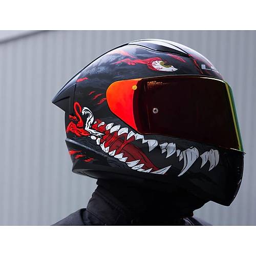 LS2 Rapd 2 Race Kaju Fullface Motosiklet Kask Krmz Caml