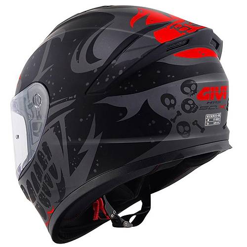 Givi  50.x Bones Mat Siyah-K�rm�z� Kapal� Motosiklet Kask�