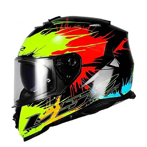 LS2 Storm 2 Drop Kapal Motosiklet Kask Siyah-sar-krmz