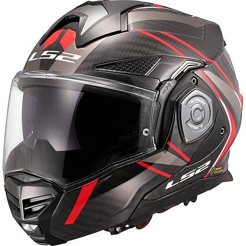 LS2 Advant X Karbon Future II �enesi Arka A��lan Kask (K�rm�z�-Siyah)