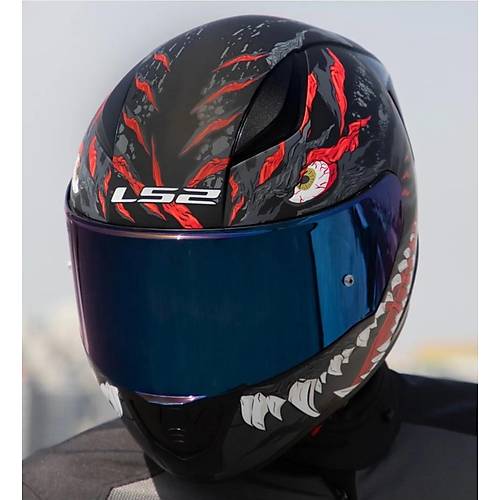 LS2 Rapd 2 Race Kaju Fullface Motosiklet Kask Mavi Caml