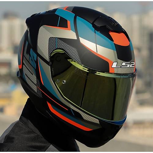 LS2 Stream 2 Road Mat Siyah-Gri Kapal Motosiklet Kask Gold Caml