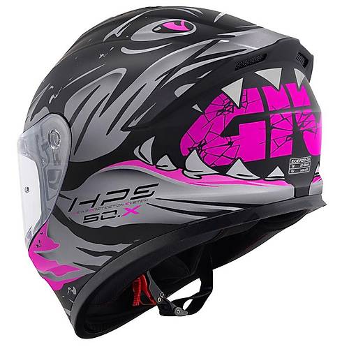 Givi 50.X Sharkb�te Mat Siyah-Gri-Pembe Kapal� Motosiklet Kask�