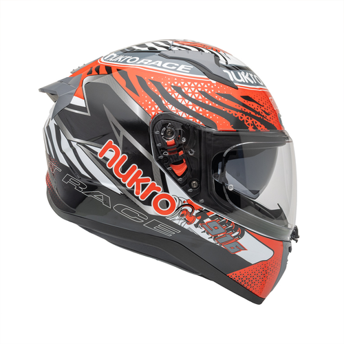 Nukro B-506 Combo Beyaz-K�rm�z�-Gri G�ne� Viz�rl� Kapal� Motosiklet Kask�