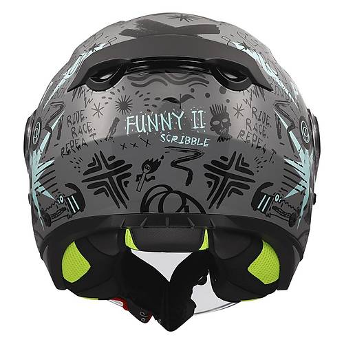 LS2 Funny 2 Scribble Gri-Mavi �ocuk Motosiklet Kask�