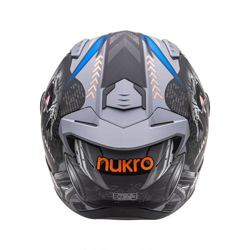 Nukro B-506 Vortex Gri-Turuncu G�ne� Viz�rl� Kapal� Motosiklet Kask�