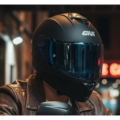 Givi  50.x Mat Siyah Kapal� Motosiklet Kask� Spectra Mavi Caml�