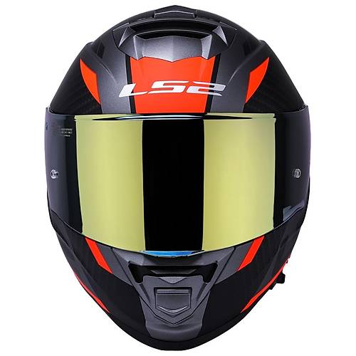 LS2 Storm 2 Racer Turuncu Kapal Motosiklet Kask Gold Caml