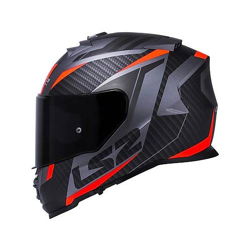 LS2 Storm 2 Racer Turuncu Kapal Motosiklet Kask Siyah Caml