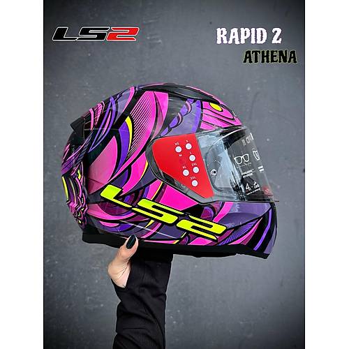 LS2 Rap�d 2 Athena Siyah-Mor Full Face Motosiklet Kask�